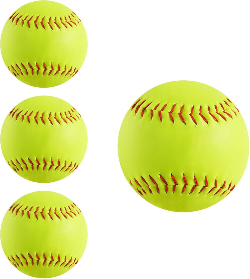 Forcebucket 4Pack Softball 12 Inch Slow Pitch Official Size and Weight Autograph Softball Training Ball for Games, Soft Toss, Batting, Fielding, Hitting, Pitching - Image 1